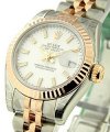 Datejust 26mm in Steel and Rose Gold Fluted Bezel on Jubilee Bracelet with White Stick Dial