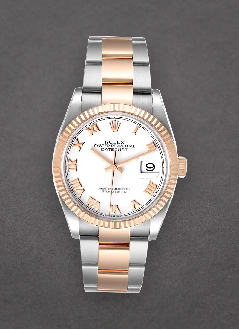 Pre-Owned Rolex Datejust 36mm in Steel with Rose Gold Fluted Bezel