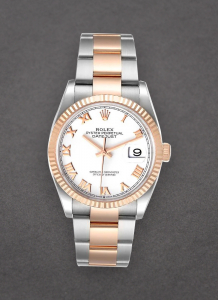 Pre-Owned Rolex 116231 Datejust 36mm in Steel with Rose Gold Fluted Bezel 116231