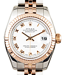 Datejust 26mm in Steel and Rose Gold Fluted Bezel on Jubilee Bracelet with White Roman Dial