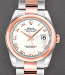 Lady Datejust in Steel with Rose Gold Smooth Bezel on Steel and Rose Gold Oyster Bracelet with White Roman Dial