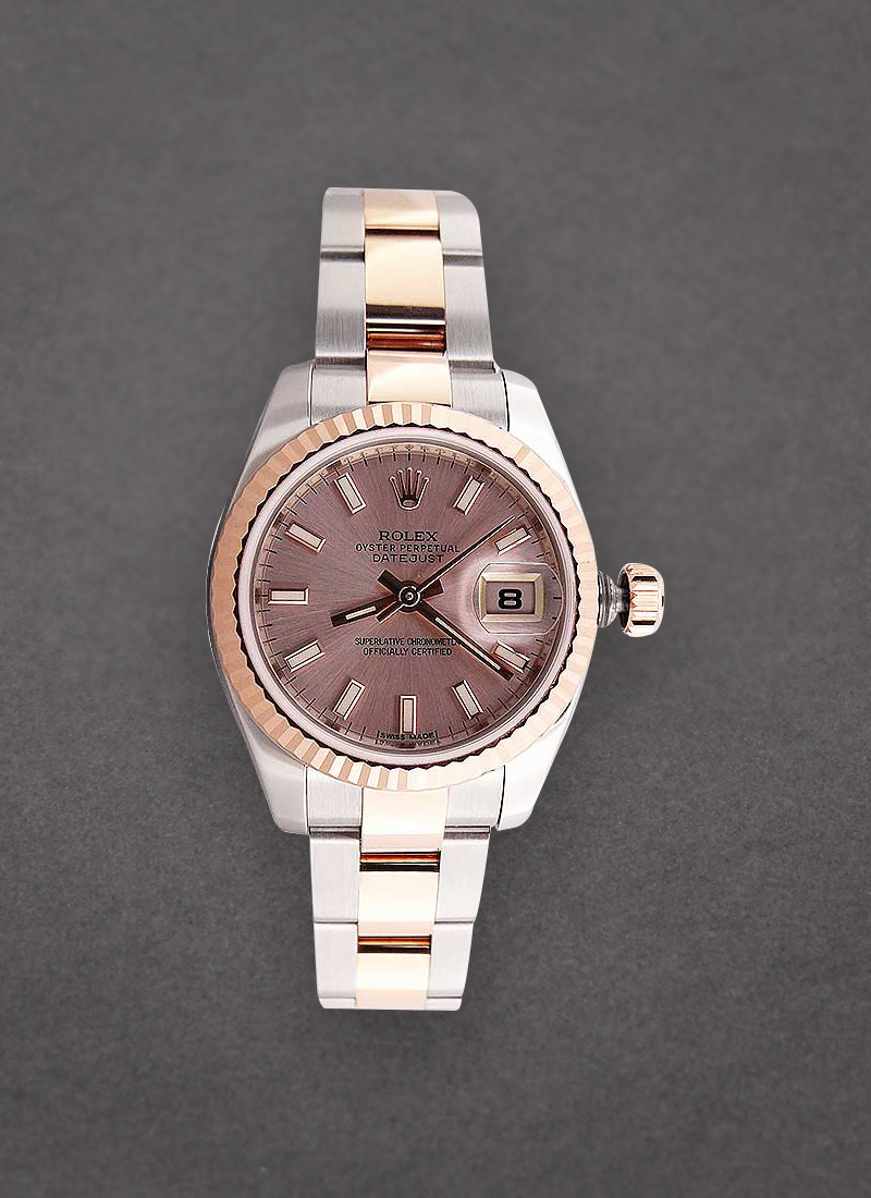 Pre-Owned Rolex DateJust 26mm in Steel with Rose Gold Fluted Bezel