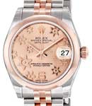 Datejust 31mm Midsize in Steel with Rose Gold Smooth Bezel on Bracelet with Pink Floral Dial