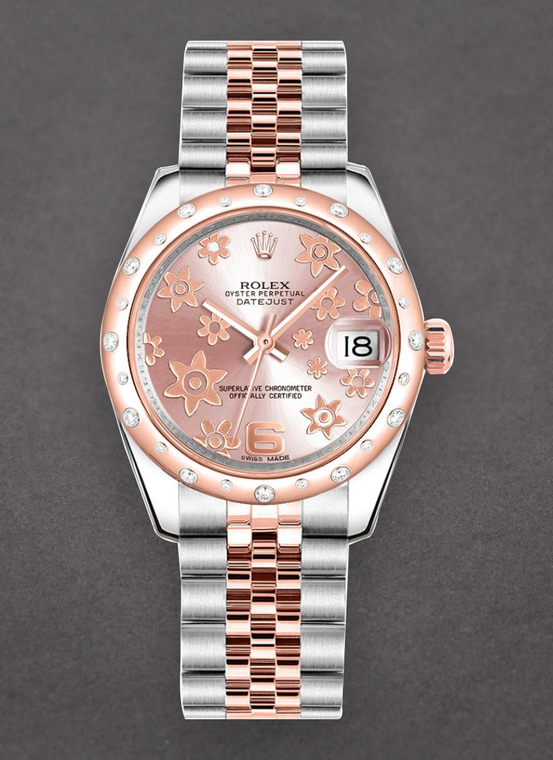 Pre-Owned Rolex Datejust in Steel with Rose Gold Smooth Diamond Bezel