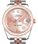 Datejust in Steel with Rose Gold Smooth Diamond Bezel on Steel and Rose Gold Jubilee Bracelet with Pink Floral Dial