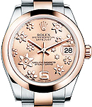 Datejust 31mm in Steel with Rose Gold Smooth Bezel on Oyster Bracelet with Pink Floral Dial