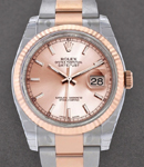 Men's 2-Tone Datejust 36mm on Oyster Bracelet with Pink Champagne Stick Dial