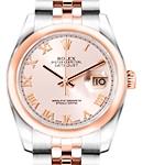 Lady Datejust in Steel with Rose Gold Smooth Bezel on Jubilee Bracelet with Pink Roman Dial