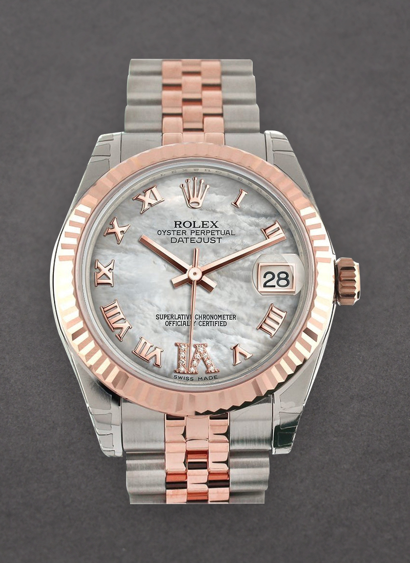 Pre-Owned Rolex Mid Size Datejust - Steel with Rose Gold Fluted Bezel