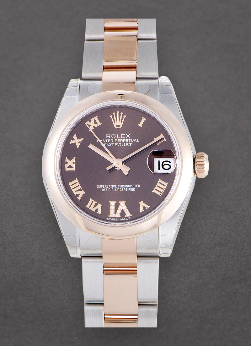 Pre-Owned Rolex Mid Size Datejust 31mm in Steel with Rose Gold Domed Bezel