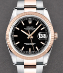 Men's 2-Tone Datejust 36mm on Oyster Bracelet with Black Stick Dial