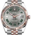 Datejust 41mm in Steel with Rose Gold Fluted Bezel on Jubilee Bracelet with Wimbledon Dial