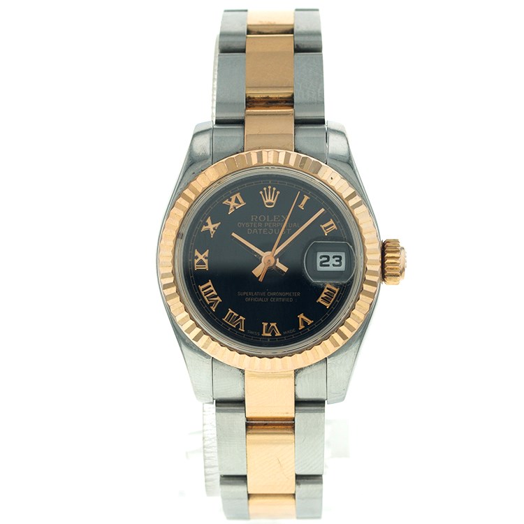 Pre-Owned Rolex DateJust 26mm in Steel with Rose Gold Fluted Bezel