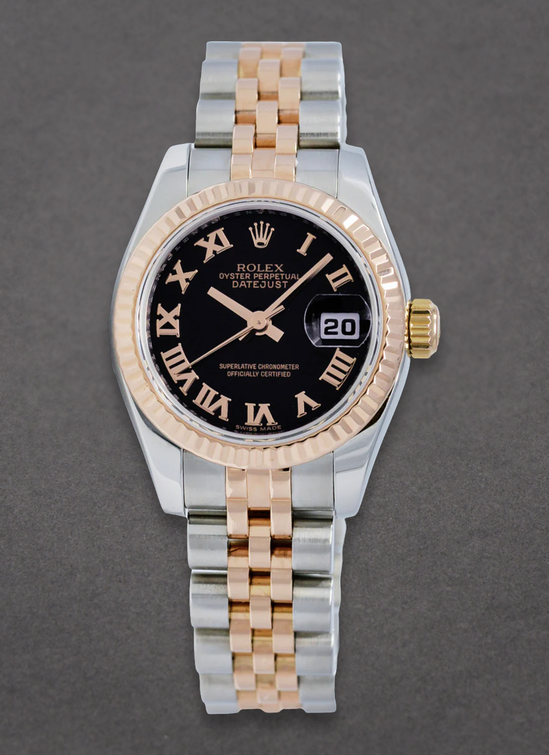 Pre-Owned Rolex Datejust 26mm in Steel with Rose Gold Fluted Bezel