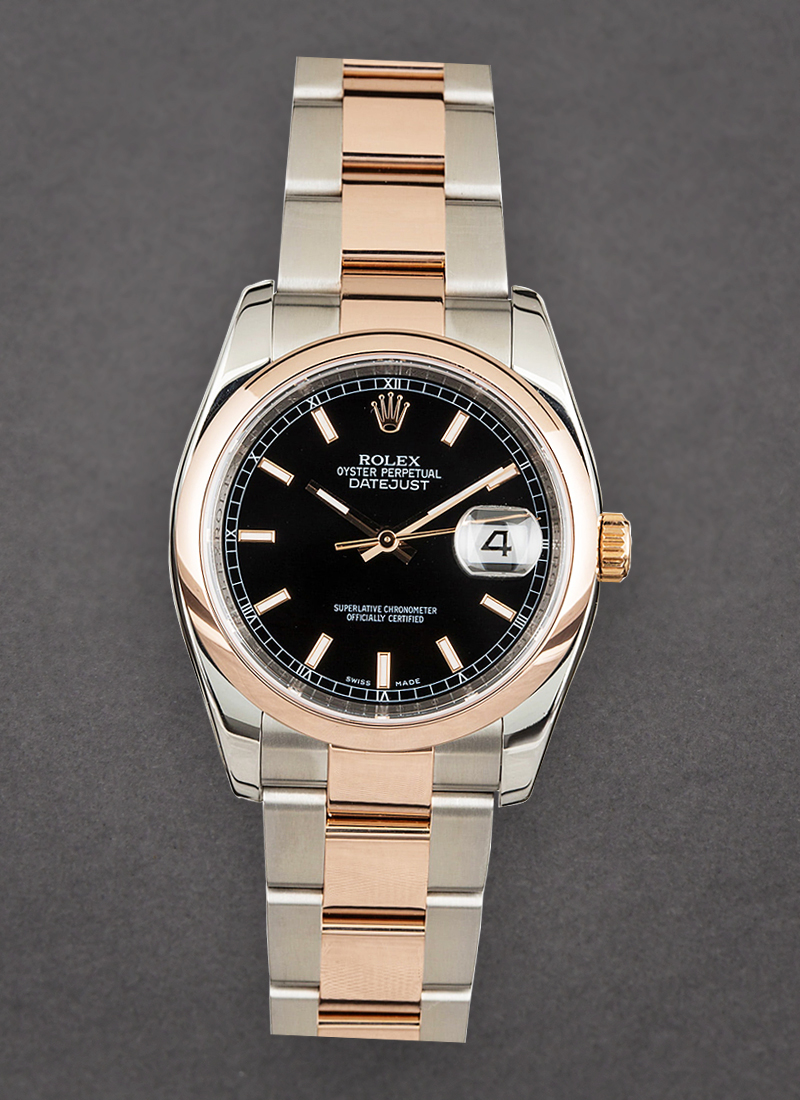 Pre-Owned Rolex Datejust 36mm in Steel with Rose Gold Smooth Bezel