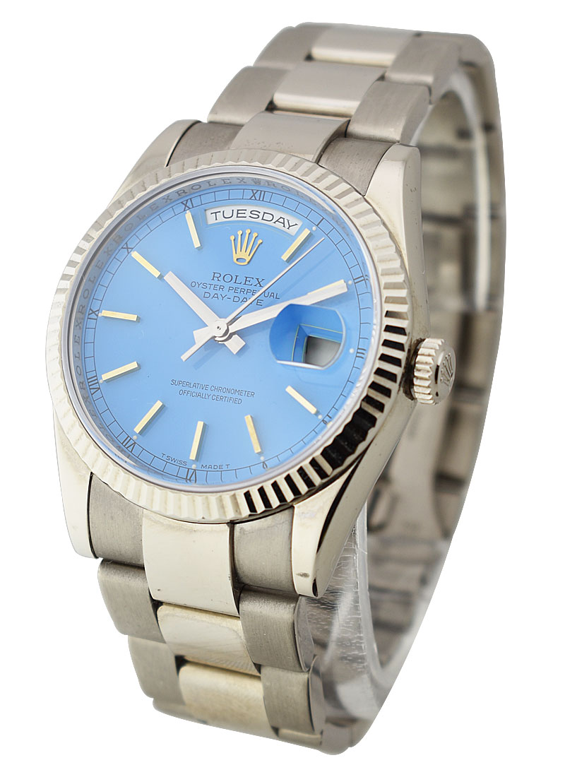 Pre-Owned Rolex DayDate - President - White Gold - Fluted Bezel