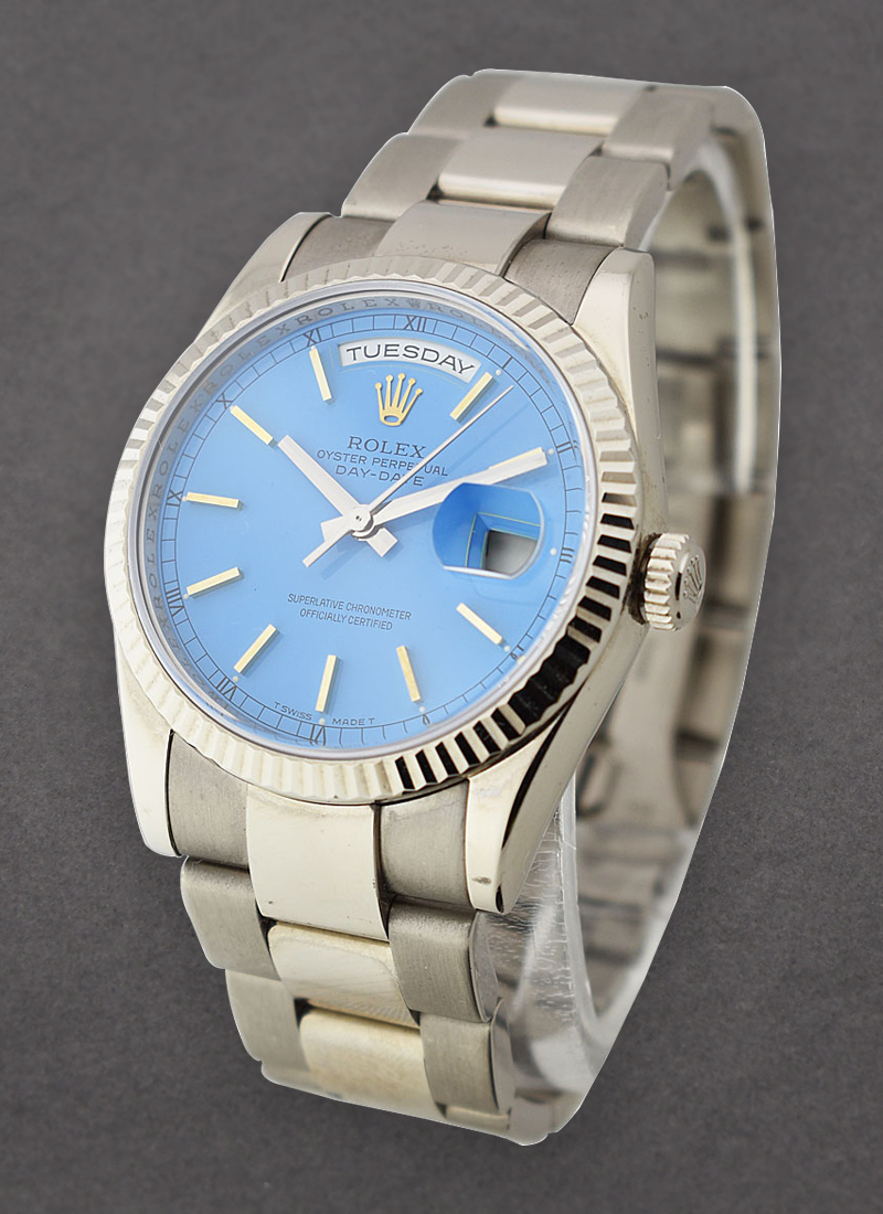 Pre-Owned Rolex DayDate - President - White Gold - Fluted Bezel