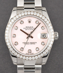Mid Size Datejust 31mm with Diamond Bezel on Oyster Bracelet with Pink Diamond Dial