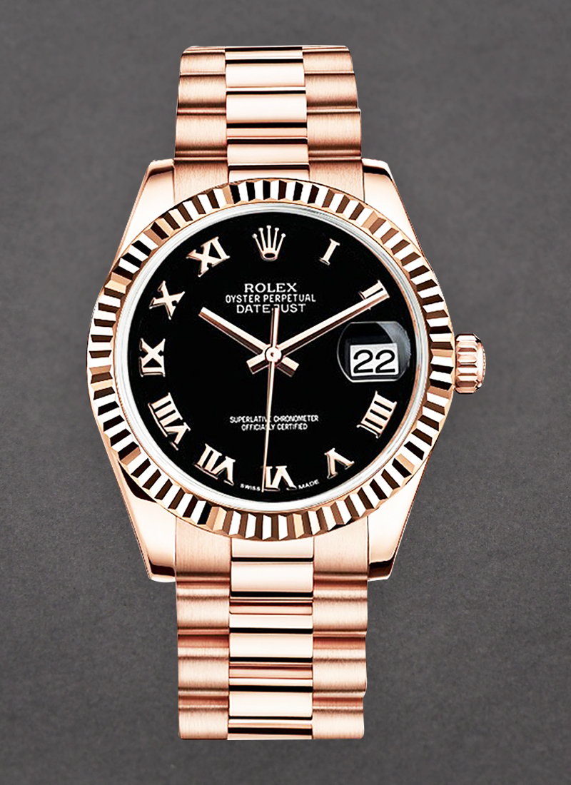 Pre-Owned Rolex Datejust Midsize 31mm in Rose Gold with Fluted Bezel