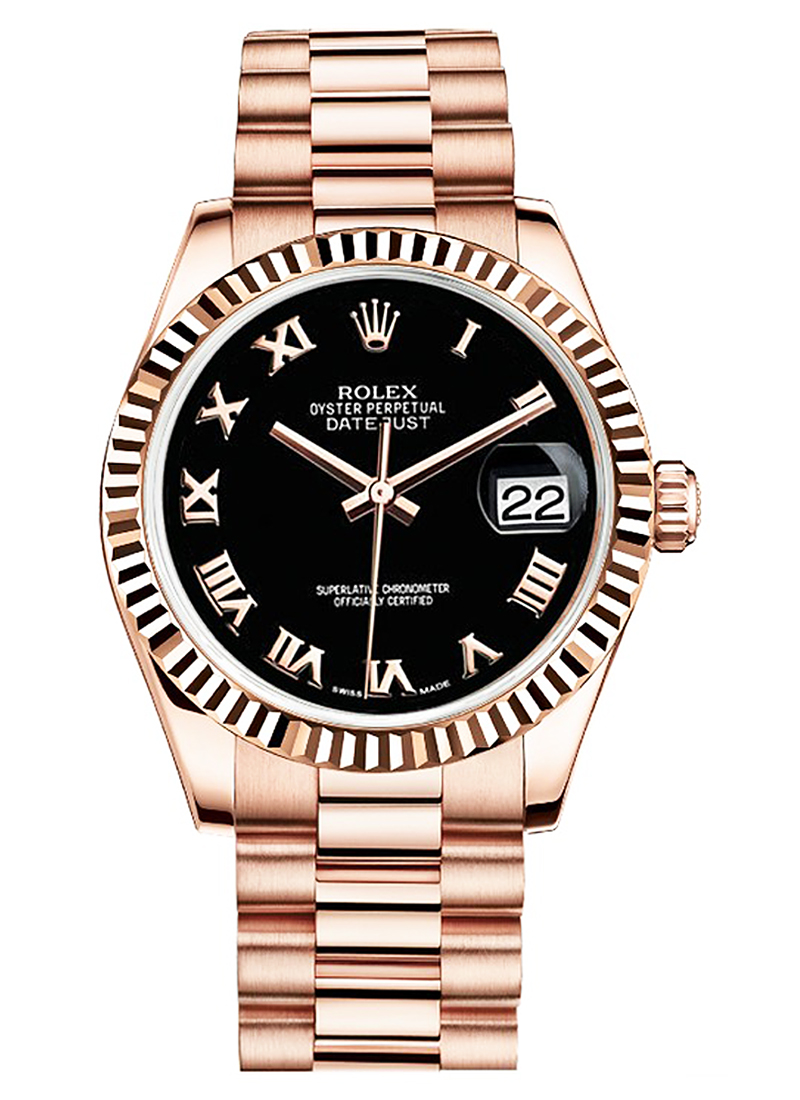 Pre-Owned Rolex Datejust Midsize 31mm in Rose Gold with Fluted Bezel