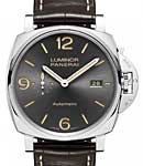 PAM 943 - Luminor Due 3 Days in Stainless Steel on Dark Brown Crocoodile Leather Strap with Grey Dial