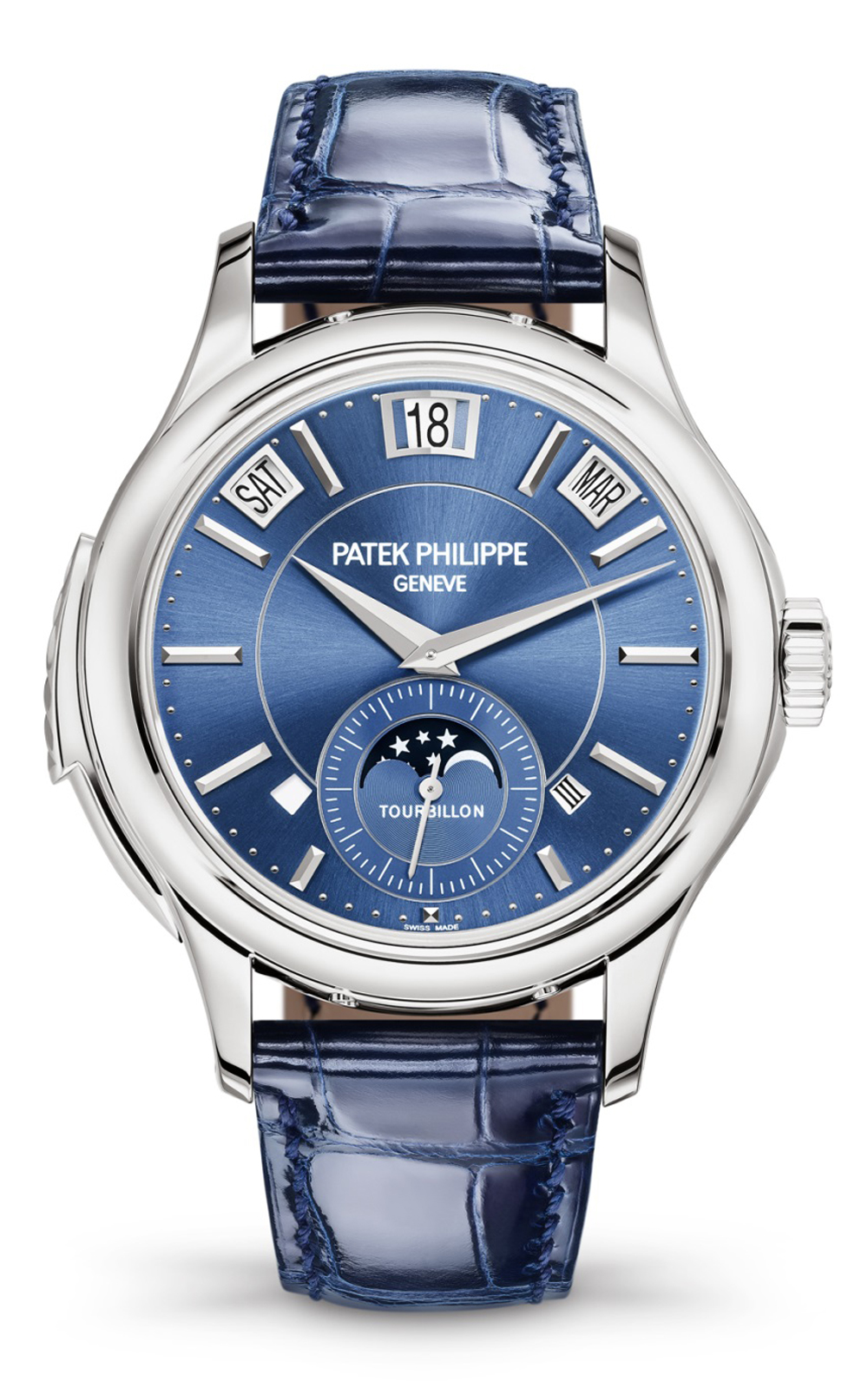 Grand Complications 5207g-001 in White Gold on Blue Crocodile Leather Strap with Blue Dial