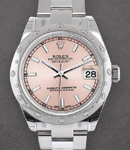 Mid Size Datejust 31mm in Steel with 24 Diamond Bezel on Oyster Bracelet with Pink Stick Dial