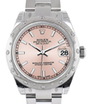 Mid Size Datejust 31mm in Steel with 24 Diamond Bezel on Oyster Bracelet with Pink Stick Dial