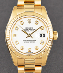 President 26mm in Yellow Gold with Fluted Bezel on President Bracelet with White Diamond Dial