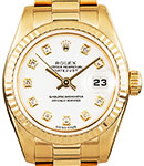 President 26mm in Yellow Gold with Fluted Bezel on President Bracelet with White Diamond Dial