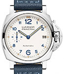 Pam903 - Luminor Due 3 Days Automatic Acciaio in Steel on Blue Saffiano Finish Leather Strap with Ivory Dial