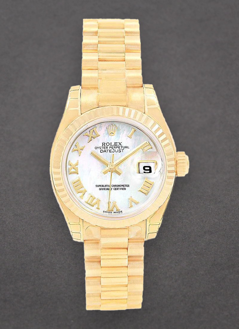 Pre-Owned Rolex President Ladies in Yellow Gold with Fluted Bezel