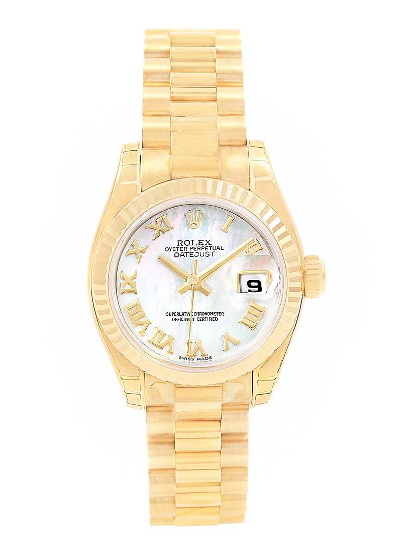 Pre-Owned Rolex President Ladies in Yellow Gold with Fluted Bezel