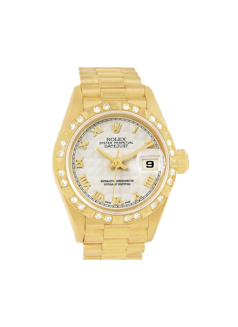 Pre-Owned Rolex Ladies President with Pyramid Diamond Bezel