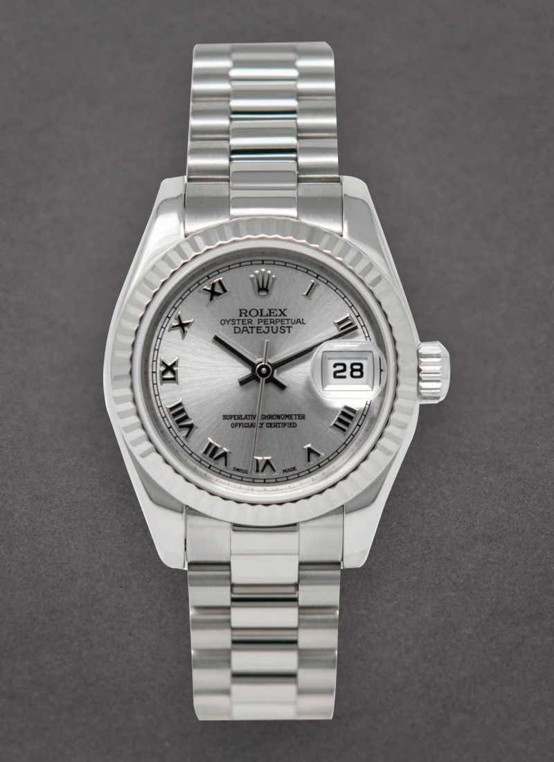 Pre-Owned Rolex Ladies President in White Gold with Fluted Bezel