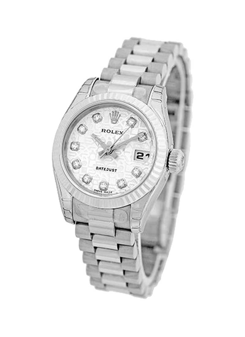 Pre-Owned Rolex Ladies President in White Gold with Fluted Bezel