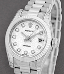 Ladies President in White Gold with Fluted Bezel on President Bracelet with Silver Jubilee Diamond Dial