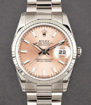 Ladies President in White Gold with Fluted Bezel on White Gold President Bracelet with Pink Index Dial