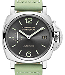 PAM 755 - Luminor Due 3 Days in Stainless Steel on Green Calfskin Leather Strap with Grey Dial