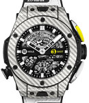 Big Bang Unico Golf Dustin Johnson  - GreyTexalium and Carbon Fiber On Black Rubber With White Calf Leather Strap with Black and Rhodium Dial