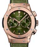 Classic Fusion Chronograph in Rose Gold on Green Alligator Leather Strap with Green Dial