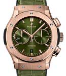 Classic Fusion Chronograph in Rose Gold on Green Alligator Leather Strap with Green Dial