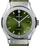 Classic Fusion Automatic in Titanium On Green Alligator Leather Strap with Green Dial