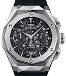 Classic Fusion 45mm Chronograph in Titanium on Black Rubber Strap with Black Skeleton Dial