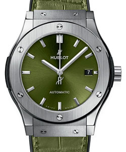 Classic Fusion  Titanium On Green Alligator Leather Strap with Green Dial