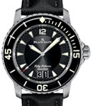 Fifty Fathoms Grande Date 45mm in Titanium on Black Fabric Strap with Black Dial