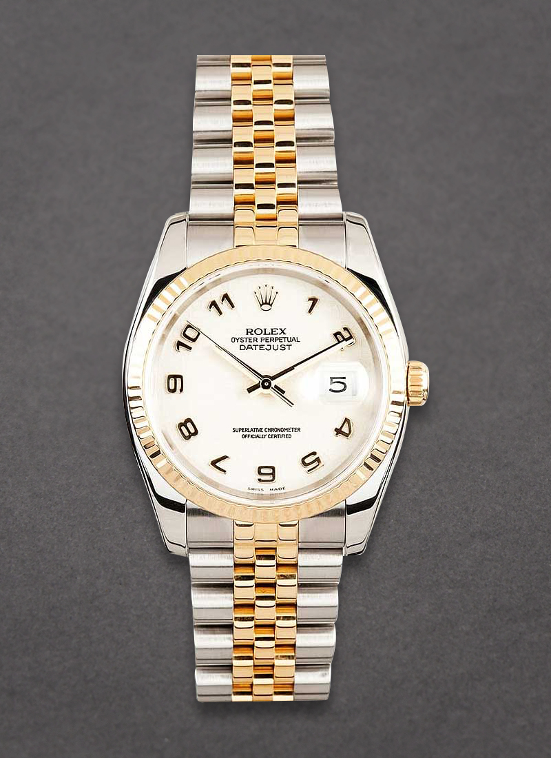 Pre-Owned Rolex Datejust 2-Tone 36mm in Steel with Yellow Gold Fluted Bezel