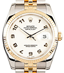 Datejust 2-Tone 36mm in Steel with Yellow Gold Fluted Bezel on Jubilee Bracelet with Ivory Jubilee Arabic Dial