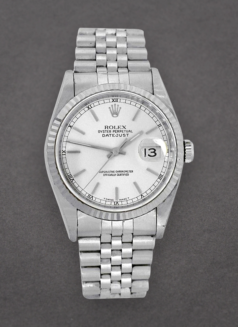 Pre-Owned Rolex Datejust in Steel with White Gold Fluted Bezel