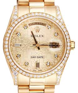 Day-Date President in Yellow Gold with Fluted Bezel on Yellow Gold President Bracelet with Champagne Jubilee Diamond Dial